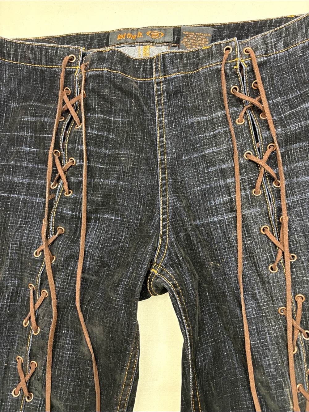 Bongo size 11 y2k Laced Flared Denim velour Pants Dark Wash juniors vintage low